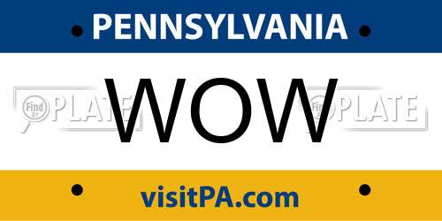 WOW Pennsylvania License Plate