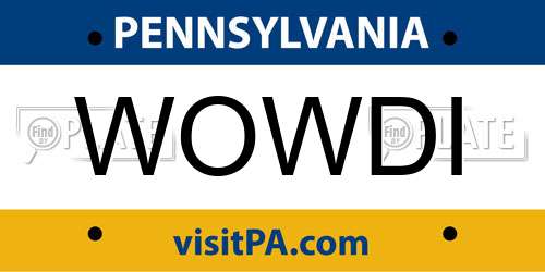 WOWDI Pennsylvania License Plate