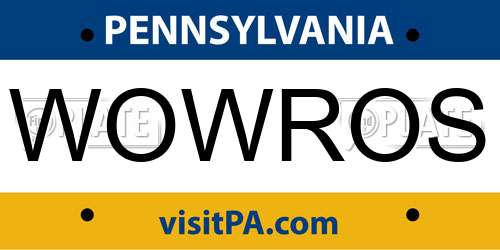 WOWROS Pennsylvania License Plate