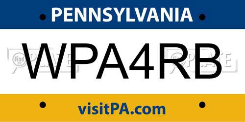 WPA4RB Pennsylvania License Plate