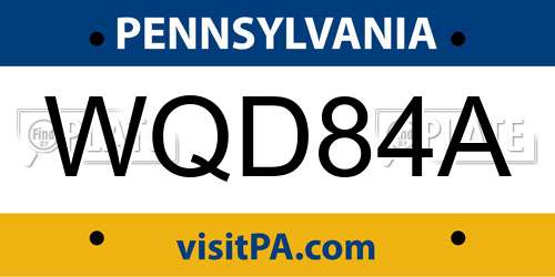 WQD84A Pennsylvania License Plate