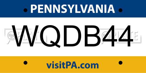 WQDB44 Pennsylvania License Plate