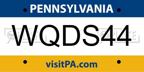 WQDS44 Pennsylvania License Plate
