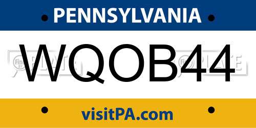 WQOB44 Pennsylvania License Plate