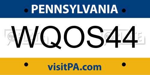 WQOS44 Pennsylvania License Plate