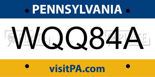 WQQ84A Pennsylvania License Plate