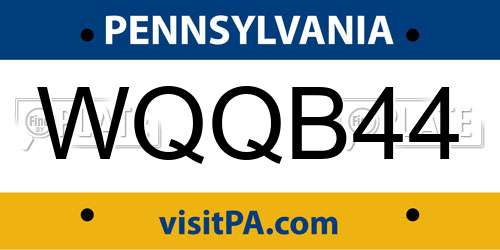 WQQB44 Pennsylvania License Plate