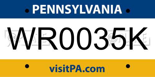 WR0035K Pennsylvania License Plate
