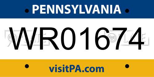 WR01674 Pennsylvania License Plate