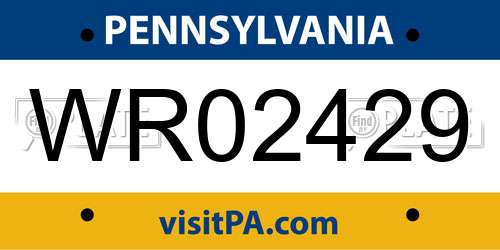 WR02429 Pennsylvania License Plate