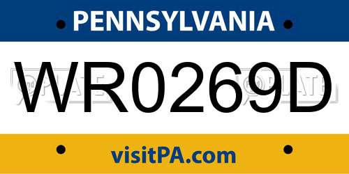 WR0269D Pennsylvania License Plate