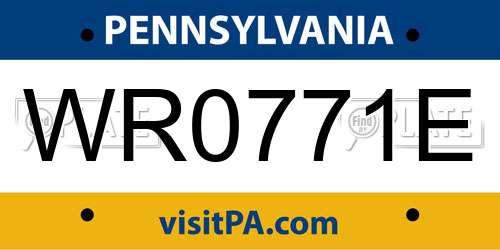 WR0771E Pennsylvania License Plate