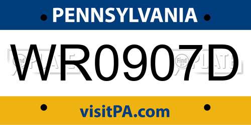 WR0907D Pennsylvania License Plate