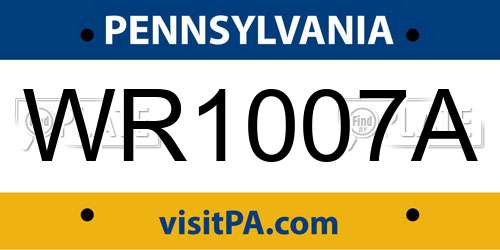 WR1007A Pennsylvania License Plate