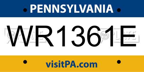 WR1361E Pennsylvania License Plate