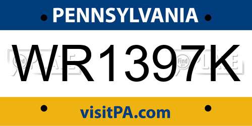 WR1397K Pennsylvania License Plate