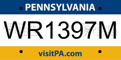 WR1397M Pennsylvania License Plate