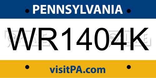 WR1404K Pennsylvania License Plate