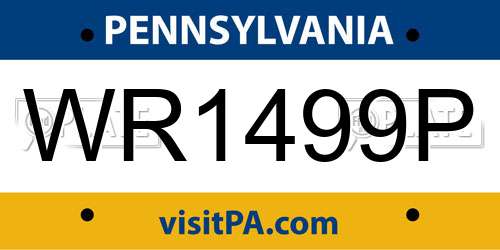 WR1499P Pennsylvania License Plate