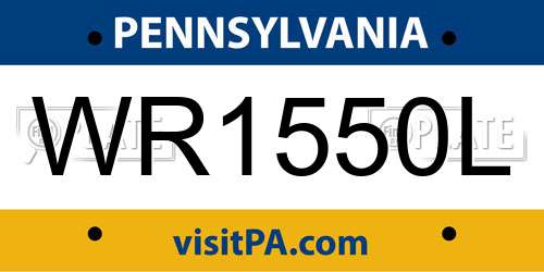 WR1550L Pennsylvania License Plate