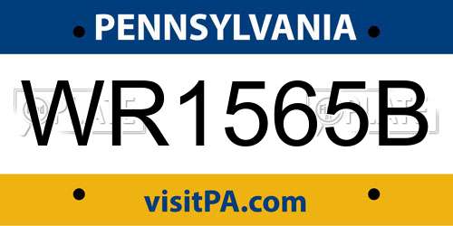 WR1565B Pennsylvania License Plate
