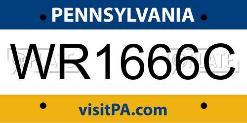 WR1666C Pennsylvania License Plate