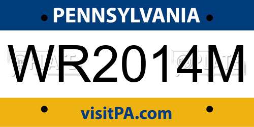 WR2014M Pennsylvania License Plate