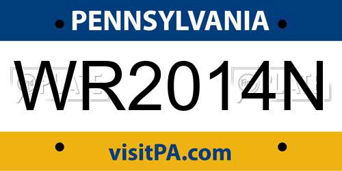 WR2014N Pennsylvania License Plate