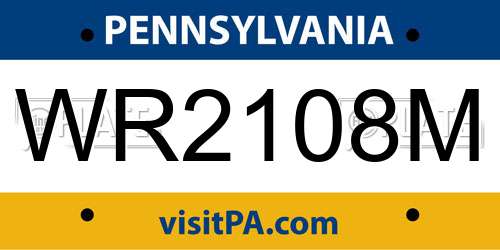 WR2108M Pennsylvania License Plate
