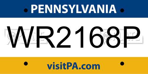 WR2168P Pennsylvania License Plate