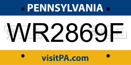 WR2869F Pennsylvania License Plate