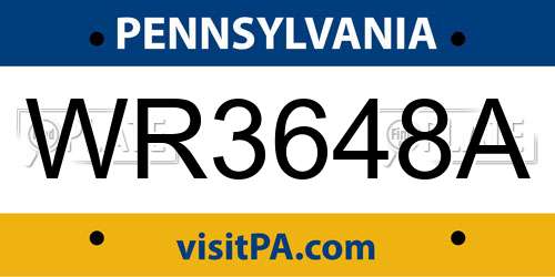 WR3648A Pennsylvania License Plate