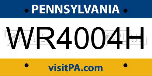 WR4004H Pennsylvania License Plate