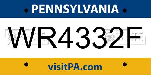WR4332F Pennsylvania License Plate