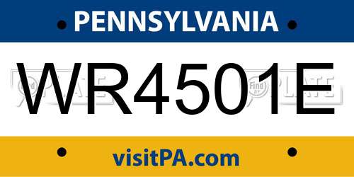 WR4501E Pennsylvania License Plate