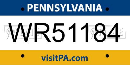 WR51184 Pennsylvania License Plate