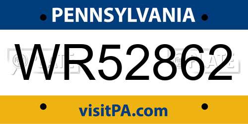 WR52862 Pennsylvania License Plate