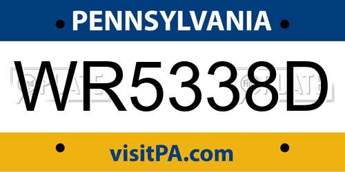 WR5338D Pennsylvania License Plate