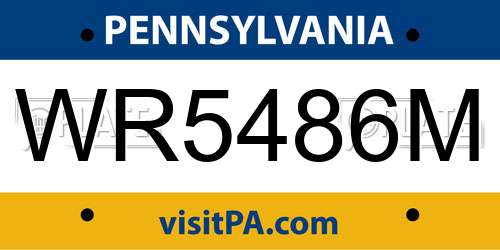 WR5486M Pennsylvania License Plate