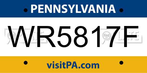 WR5817F Pennsylvania License Plate
