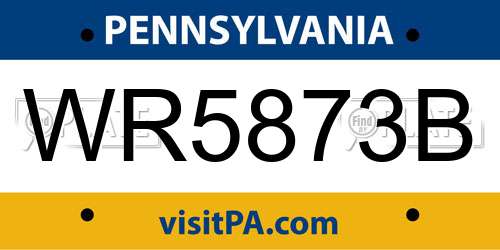 WR5873B Pennsylvania License Plate