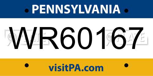 WR60167 Pennsylvania License Plate