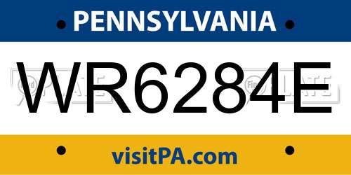WR6284E Pennsylvania License Plate