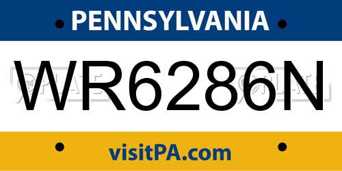 WR6286N Pennsylvania License Plate