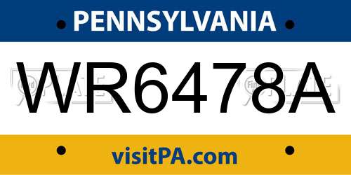 WR6478A Pennsylvania License Plate