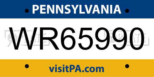 WR65990 Pennsylvania License Plate