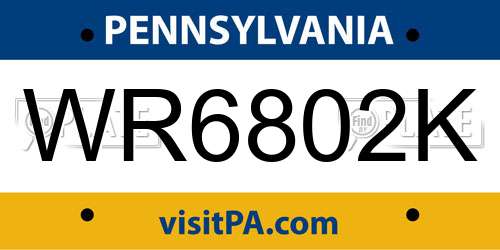 WR6802K Pennsylvania License Plate