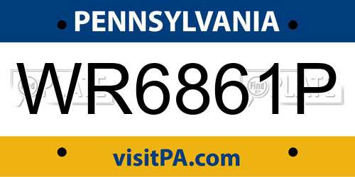 WR6861P Pennsylvania License Plate