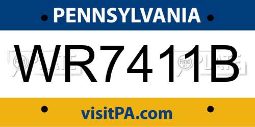 WR7411B Pennsylvania License Plate