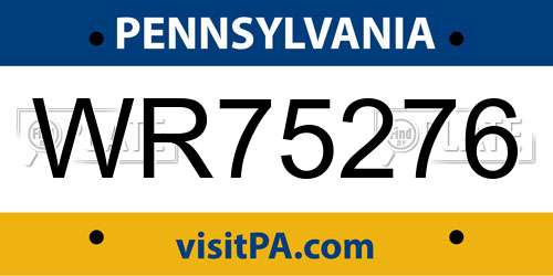 WR75276 Pennsylvania License Plate